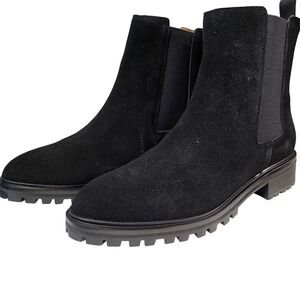 Quince Suede Chelsea Boots Black Lug Sole Women's Size 10